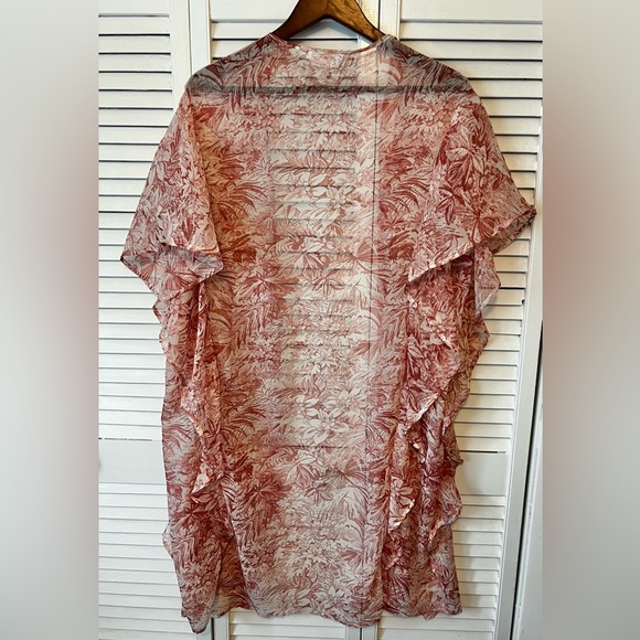 LC Lauren Conrad sheer kimono pink floral duster robe boho coverup Cottagcore - Picture 5 of 6